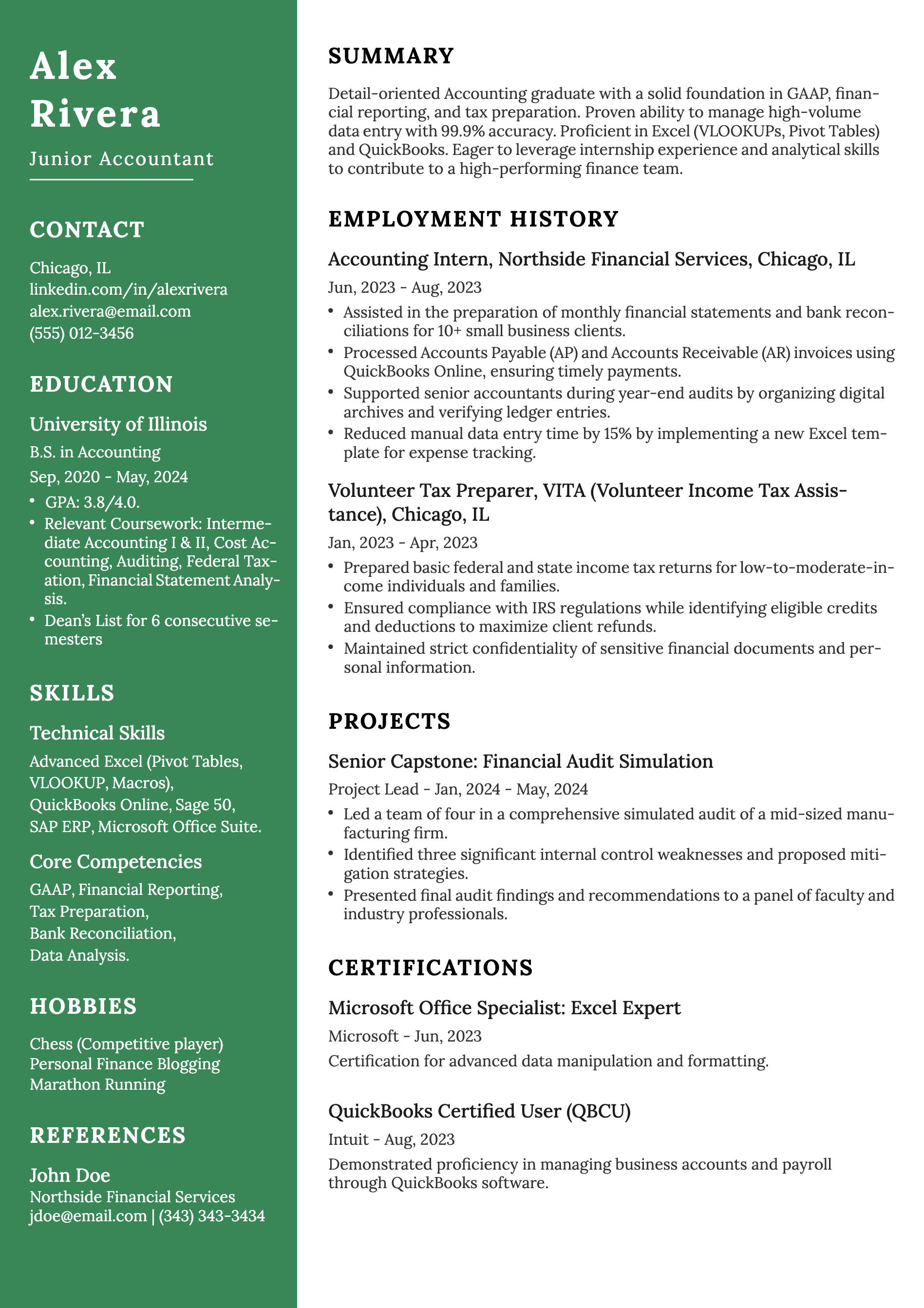 Entry-Level Accountant Resume Example